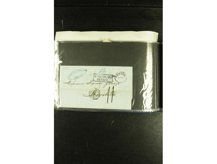 1801/1870, Partie mit über 40 Vorpihla und markenlosen Briefen, meist Auslandspost mit diversen Transit- und Tax-Stempeln, vi