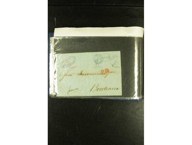 1801/1870, Partie mit über 40 Vorpihla und markenlosen Briefen, meist Auslandspost mit diversen Transit- und Tax-Stempeln, vi