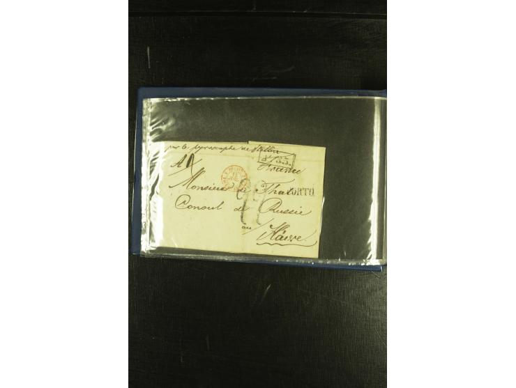 1801/1870, Partie mit über 40 Vorpihla und markenlosen Briefen, meist Auslandspost mit diversen Transit- und Tax-Stempeln, vi