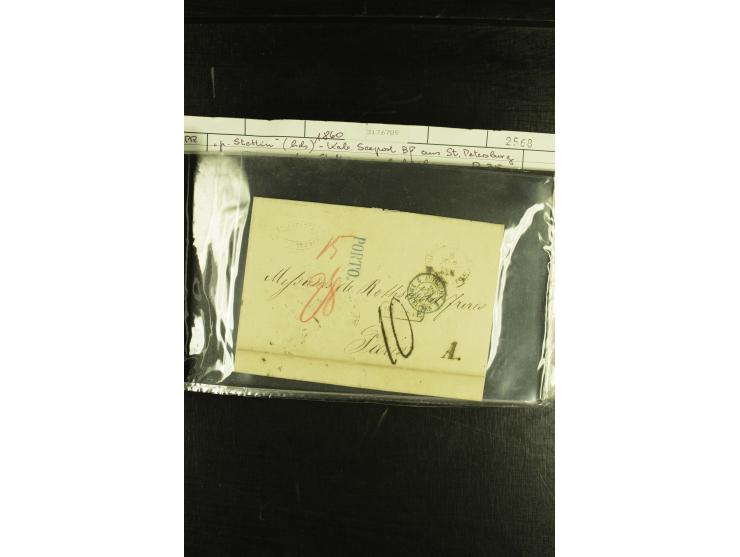 1801/1870, Partie mit über 40 Vorpihla und markenlosen Briefen, meist Auslandspost mit diversen Transit- und Tax-Stempeln, vi