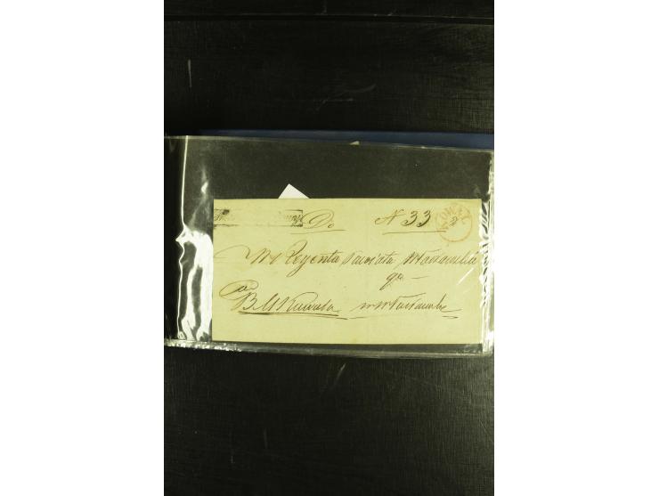 1801/1870, Partie mit über 40 Vorpihla und markenlosen Briefen, meist Auslandspost mit diversen Transit- und Tax-Stempeln, vi
