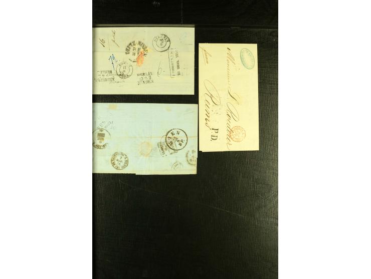 1830/70, über 40 unfrankierte Porto- oder Franko-Briefe ins Ausland, viele verschiedene Transitstempel, u.a. "Breslau vom Aus