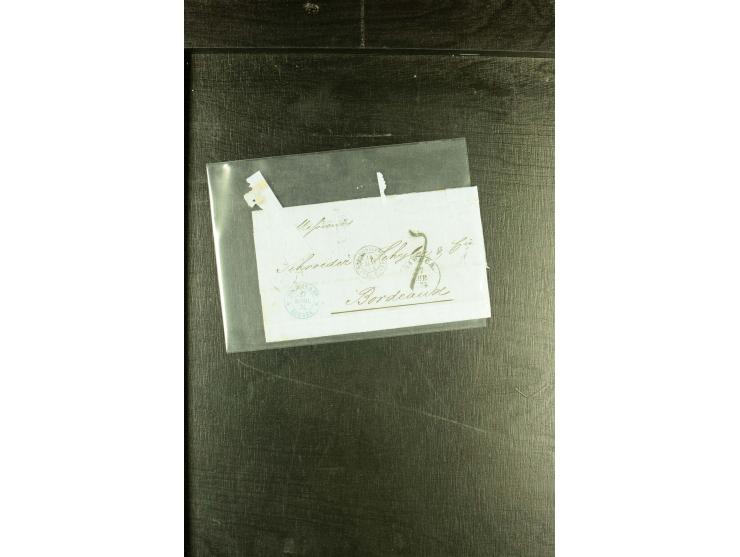 1830/70, über 40 unfrankierte Porto- oder Franko-Briefe ins Ausland, viele verschiedene Transitstempel, u.a. "Breslau vom Aus