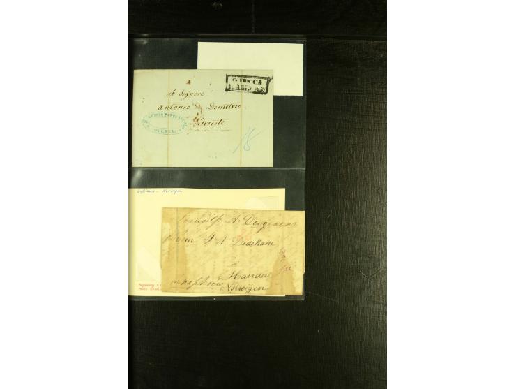 1830/70, über 40 unfrankierte Porto- oder Franko-Briefe ins Ausland, viele verschiedene Transitstempel, u.a. "Breslau vom Aus