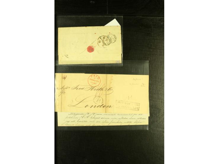 1830/70, über 40 unfrankierte Porto- oder Franko-Briefe ins Ausland, viele verschiedene Transitstempel, u.a. "Breslau vom Aus