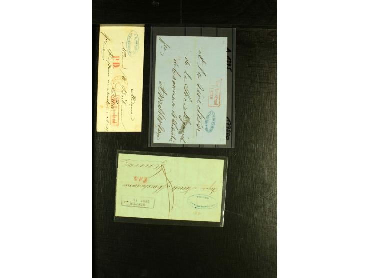 1830/70, über 40 unfrankierte Porto- oder Franko-Briefe ins Ausland, viele verschiedene Transitstempel, u.a. "Breslau vom Aus