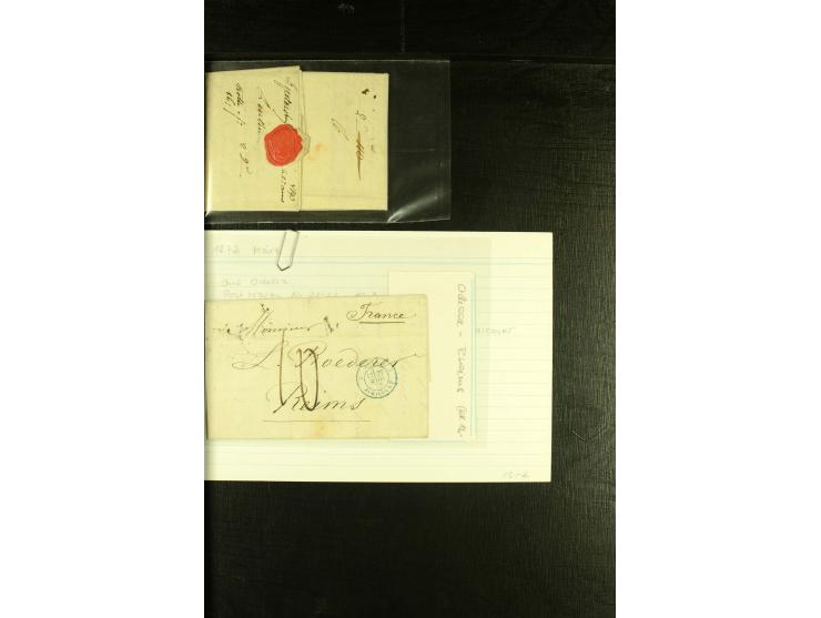 1830/70, über 40 unfrankierte Porto- oder Franko-Briefe ins Ausland, viele verschiedene Transitstempel, u.a. "Breslau vom Aus