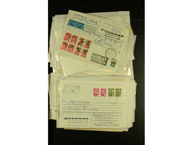 1990/95 (ca.), interessante Partei von über 85 gelaufenen Briefen, dabei viele Einschreiben, meist St. Petersburg Lokalausgab