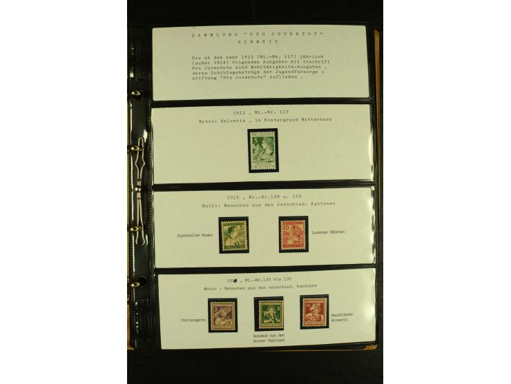 1913/87, postfrische und etwas ungebrauchte Sammlung Pro Patria und Pro Juventute, bis auf Bl.5 und einige kleine Werte ansch