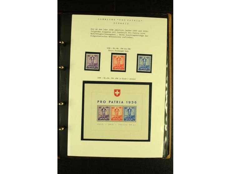 1913/87, postfrische und etwas ungebrauchte Sammlung Pro Patria und Pro Juventute, bis auf Bl.5 und einige kleine Werte ansch