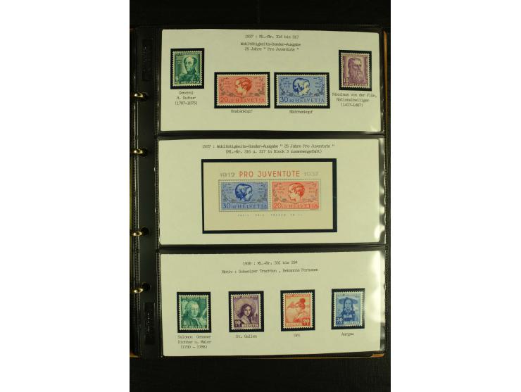 1913/87, postfrische und etwas ungebrauchte Sammlung Pro Patria und Pro Juventute, bis auf Bl.5 und einige kleine Werte ansch
