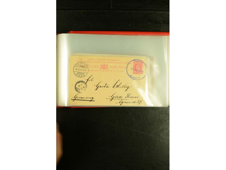 1896/1910 (ca.), 58 Briefe und Karten +1 Vorderseite aus Oranje, Natal, Cape, etc. , dabei Ganzsachen mit Zufrankatur, Zensur