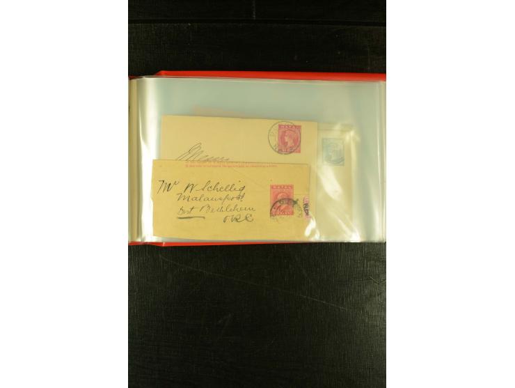 1896/1910 (ca.), 58 Briefe und Karten +1 Vorderseite aus Oranje, Natal, Cape, etc. , dabei Ganzsachen mit Zufrankatur, Zensur
