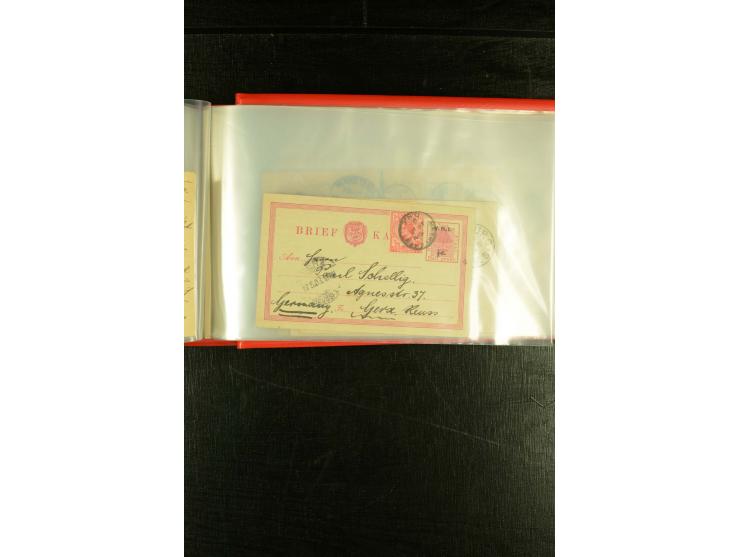 1896/1910 (ca.), 58 Briefe und Karten +1 Vorderseite aus Oranje, Natal, Cape, etc. , dabei Ganzsachen mit Zufrankatur, Zensur