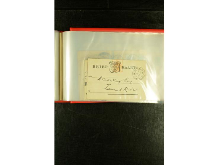 1896/1910 (ca.), 58 Briefe und Karten +1 Vorderseite aus Oranje, Natal, Cape, etc. , dabei Ganzsachen mit Zufrankatur, Zensur