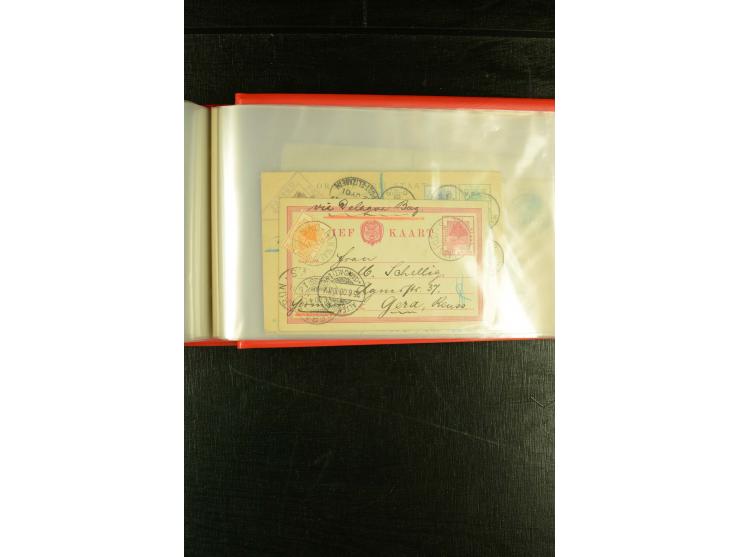 1896/1910 (ca.), 58 Briefe und Karten +1 Vorderseite aus Oranje, Natal, Cape, etc. , dabei Ganzsachen mit Zufrankatur, Zensur