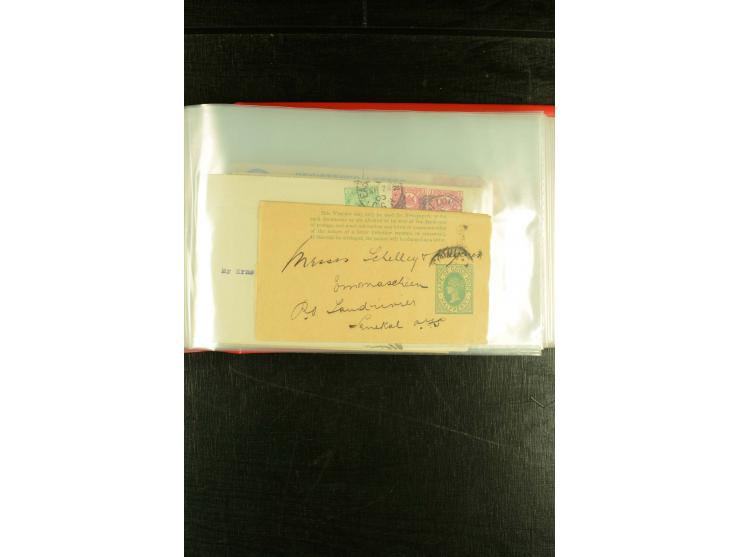 1896/1910 (ca.), 58 Briefe und Karten +1 Vorderseite aus Oranje, Natal, Cape, etc. , dabei Ganzsachen mit Zufrankatur, Zensur