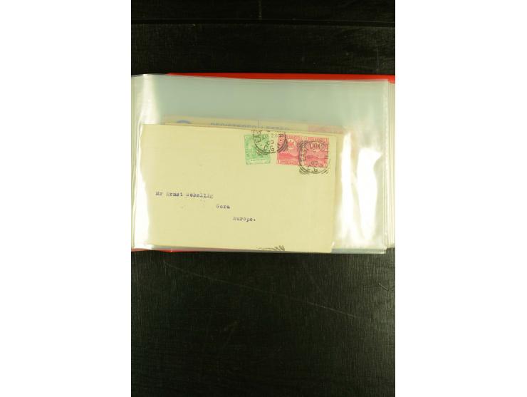 1896/1910 (ca.), 58 Briefe und Karten +1 Vorderseite aus Oranje, Natal, Cape, etc. , dabei Ganzsachen mit Zufrankatur, Zensur