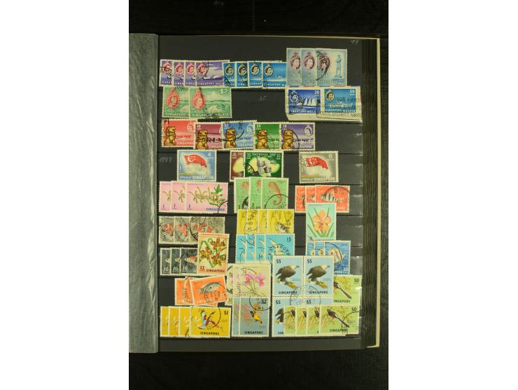 1948/94, postfrische und gestempelte Partie mit Singapur, dabei Malaysia Mi.-Nr. 19-26 in postfrischen Paaren, Doubletten etc