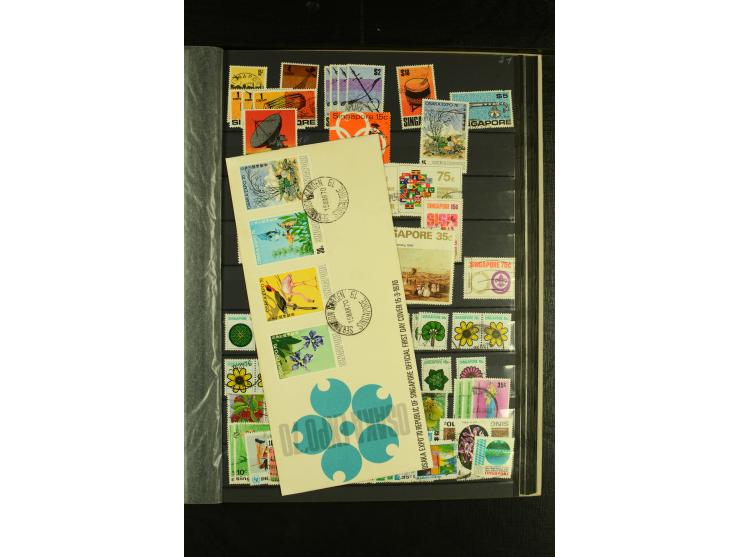 1948/94, postfrische und gestempelte Partie mit Singapur, dabei Malaysia Mi.-Nr. 19-26 in postfrischen Paaren, Doubletten etc
