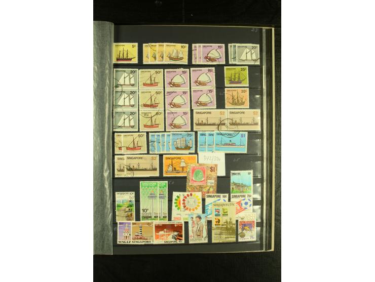 1948/94, postfrische und gestempelte Partie mit Singapur, dabei Malaysia Mi.-Nr. 19-26 in postfrischen Paaren, Doubletten etc