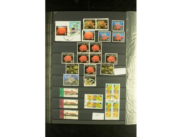 1948/94, postfrische und gestempelte Partie mit Singapur, dabei Malaysia Mi.-Nr. 19-26 in postfrischen Paaren, Doubletten etc