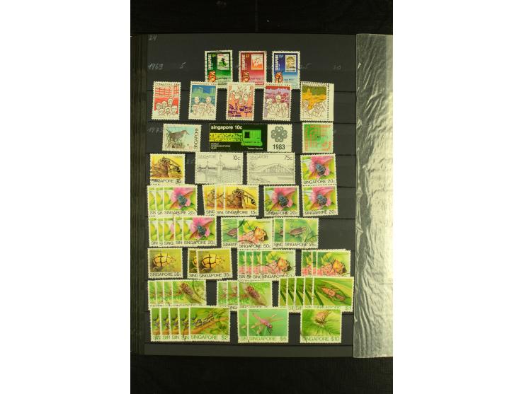 1948/94, postfrische und gestempelte Partie mit Singapur, dabei Malaysia Mi.-Nr. 19-26 in postfrischen Paaren, Doubletten etc