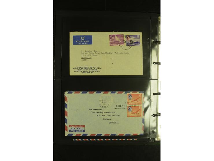 1910/60 (ca.), rund 160 Briefe, überwiegend Singapur, dabei Luftpost, Reco etc.