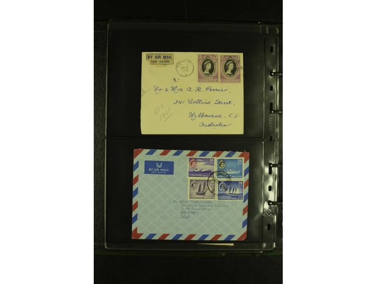 1910/60 (ca.), rund 160 Briefe, überwiegend Singapur, dabei Luftpost, Reco etc.