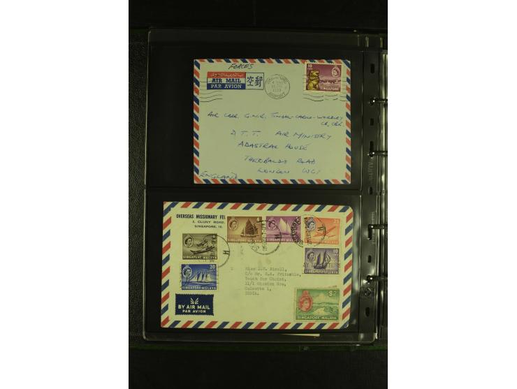 1910/60 (ca.), rund 160 Briefe, überwiegend Singapur, dabei Luftpost, Reco etc.