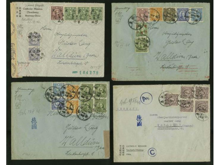 1941/42, 4 zensierte Missionsbriefe nach Deutschland, dabei einer mit Frankatur der japanischen Besetzung