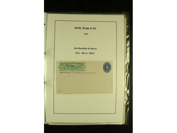 1852/1906, kleiner Posten mit ca. Belegen, Schwerpunkt bei den Ganzsachen mit u.a. einigen Well & Fargo-Umschlägen (inkl. Mex