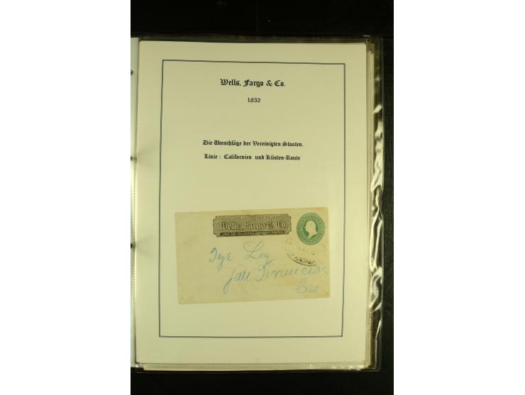 1852/1906, kleiner Posten mit ca. Belegen, Schwerpunkt bei den Ganzsachen mit u.a. einigen Well & Fargo-Umschlägen (inkl. Mex