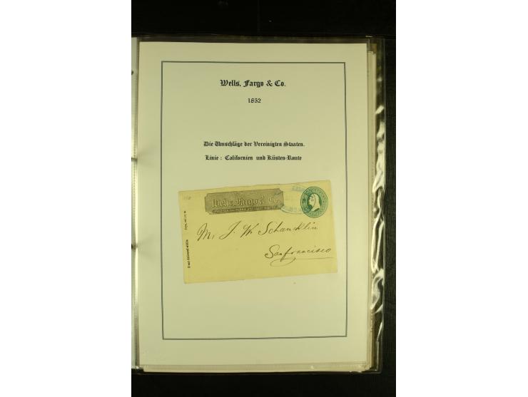 1852/1906, kleiner Posten mit ca. Belegen, Schwerpunkt bei den Ganzsachen mit u.a. einigen Well & Fargo-Umschlägen (inkl. Mex