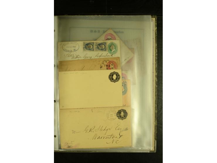 1852/1906, kleiner Posten mit ca. Belegen, Schwerpunkt bei den Ganzsachen mit u.a. einigen Well & Fargo-Umschlägen (inkl. Mex