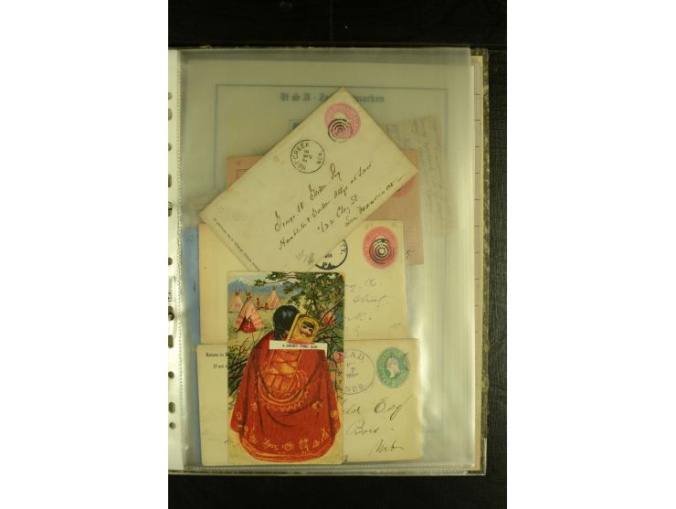 1852/1906, kleiner Posten mit ca. Belegen, Schwerpunkt bei den Ganzsachen mit u.a. einigen Well & Fargo-Umschlägen (inkl. Mex