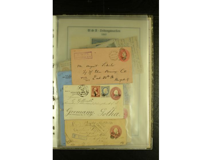 1852/1906, kleiner Posten mit ca. Belegen, Schwerpunkt bei den Ganzsachen mit u.a. einigen Well & Fargo-Umschlägen (inkl. Mex
