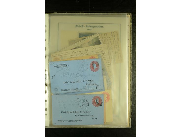 1852/1906, kleiner Posten mit ca. Belegen, Schwerpunkt bei den Ganzsachen mit u.a. einigen Well & Fargo-Umschlägen (inkl. Mex