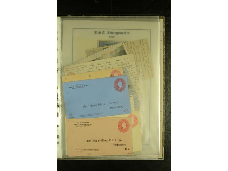 1852/1906, kleiner Posten mit ca. Belegen, Schwerpunkt bei den Ganzsachen mit u.a. einigen Well & Fargo-Umschlägen (inkl. Mex