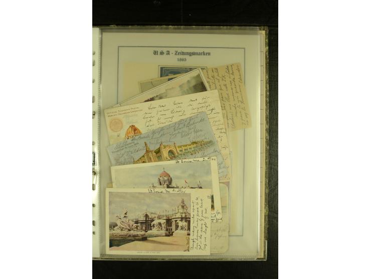 1852/1906, kleiner Posten mit ca. Belegen, Schwerpunkt bei den Ganzsachen mit u.a. einigen Well & Fargo-Umschlägen (inkl. Mex