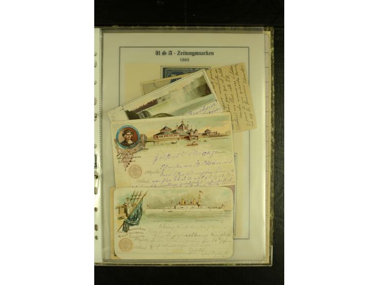 1852/1906, kleiner Posten mit ca. Belegen, Schwerpunkt bei den Ganzsachen mit u.a. einigen Well & Fargo-Umschlägen (inkl. Mex