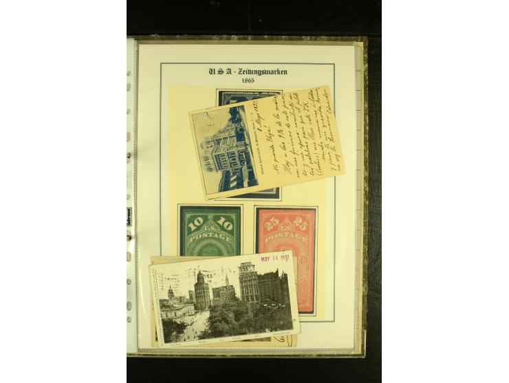 1852/1906, kleiner Posten mit ca. Belegen, Schwerpunkt bei den Ganzsachen mit u.a. einigen Well & Fargo-Umschlägen (inkl. Mex