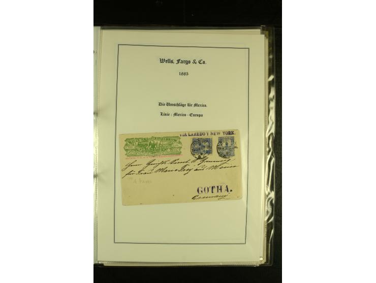 1852/1906, kleiner Posten mit ca. Belegen, Schwerpunkt bei den Ganzsachen mit u.a. einigen Well & Fargo-Umschlägen (inkl. Mex
