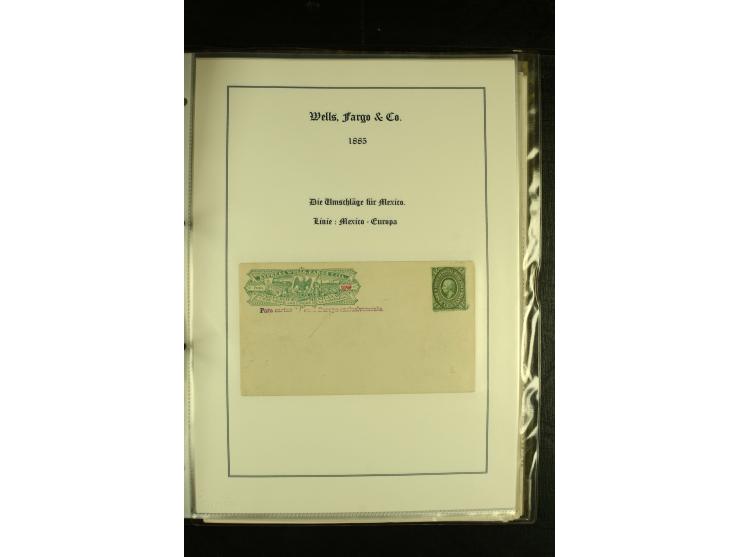 1852/1906, kleiner Posten mit ca. Belegen, Schwerpunkt bei den Ganzsachen mit u.a. einigen Well & Fargo-Umschlägen (inkl. Mex