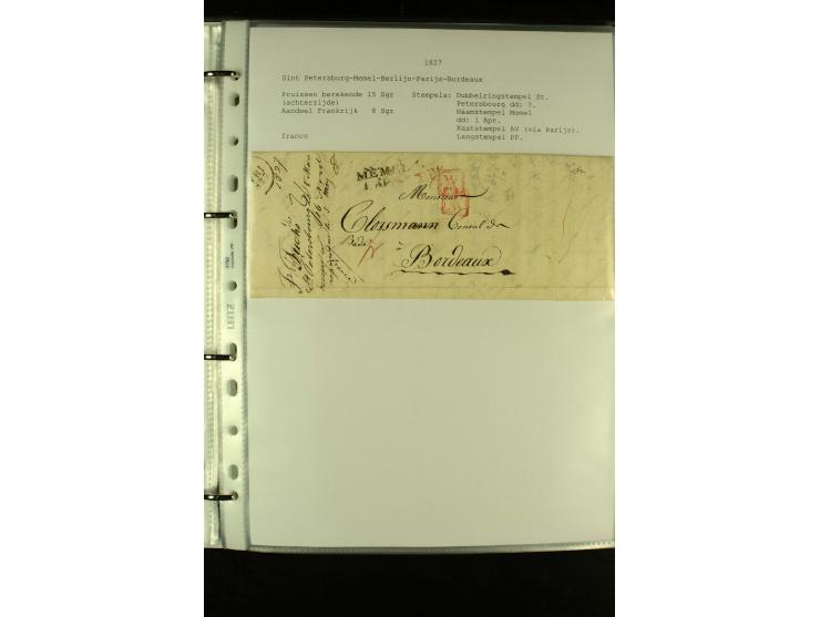 1587/1860, umfangreiche Sammlung Transitpost mit ca. 245 Briefen, Schwerpunkt bei der Post aus Belgien, Holland, Russland und