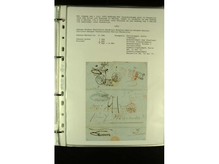 1587/1860, umfangreiche Sammlung Transitpost mit ca. 245 Briefen, Schwerpunkt bei der Post aus Belgien, Holland, Russland und