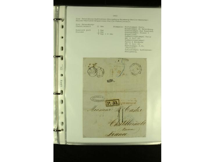 1587/1860, umfangreiche Sammlung Transitpost mit ca. 245 Briefen, Schwerpunkt bei der Post aus Belgien, Holland, Russland und