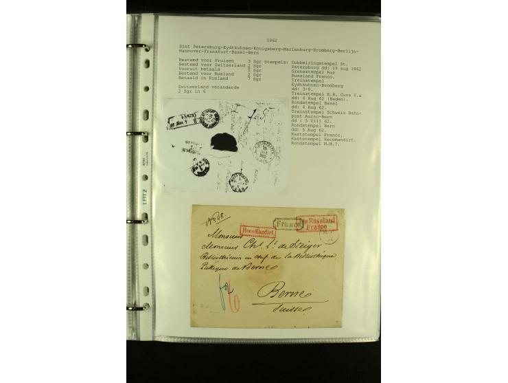 1587/1860, umfangreiche Sammlung Transitpost mit ca. 245 Briefen, Schwerpunkt bei der Post aus Belgien, Holland, Russland und