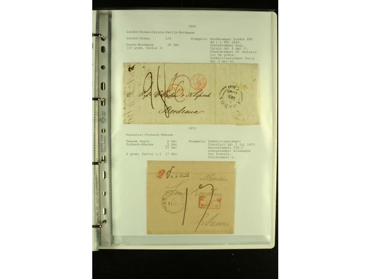 1587/1860, umfangreiche Sammlung Transitpost mit ca. 245 Briefen, Schwerpunkt bei der Post aus Belgien, Holland, Russland und