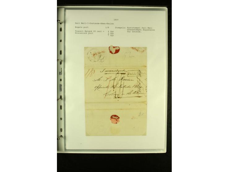 1587/1860, umfangreiche Sammlung Transitpost mit ca. 245 Briefen, Schwerpunkt bei der Post aus Belgien, Holland, Russland und